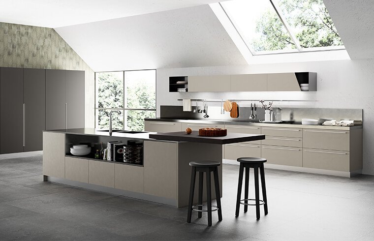 Modular light Kahki Lacquer Kitchen Cabinet Design Modular light Kahki Lacquer Kitchen Cabinet Design