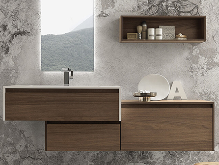 Modern trälaminat badrumsdesign