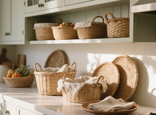 Gumamit ng mga Basket o Tray na Ginawa gamit ang Natural na Materyales Gumamit ng mga Basket o Tray na Ginawa gamit ang Natural na Materyales