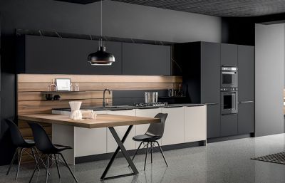 Diseño popular de cocina lacada en blanco y negro