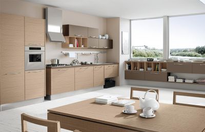 Cocina compacta de una pared laminada de melamina de grano de madera horizontal de China