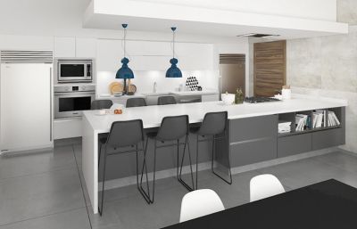 Modular White PVC Vinyl Kitchen Furniture