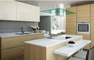 Customize Wood Grain Laminate Kitchen Furniture