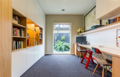 Matt Finish Lacuqer Study Cabinets with wood timber shelves