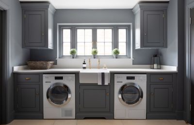 Grey Color Laundry Cabinet