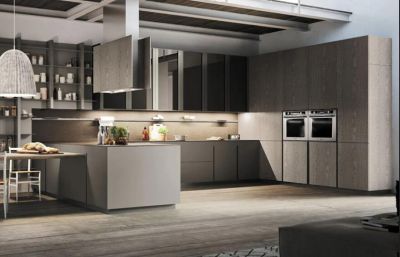 Luxury Modern Customized Unique Laminated Kitchen Cabinets With Glass Door