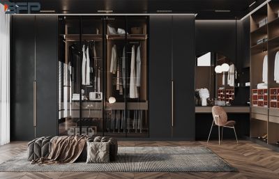 Modern lyxig design garderob med glasdörr i aluminium