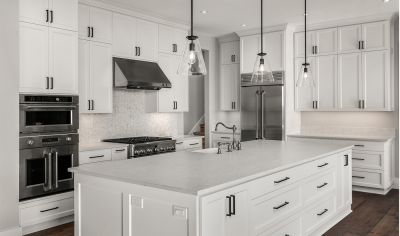 Transitional Style White Shaker Door Kitchen Cabinet