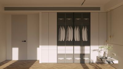 Customize Bedroom Glass Sliding Door Wardrobe glossy lacquer