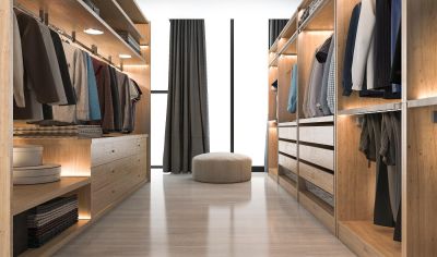 Customized Melamine Master Walk-in Closet with Led lights