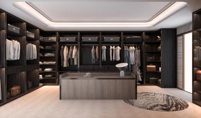 Customized Melamine Master Walk-in Closet With Island