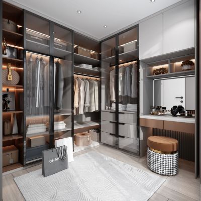 Luxury Custom Walk-In Wardrobe with Island Storage & LED Lighting