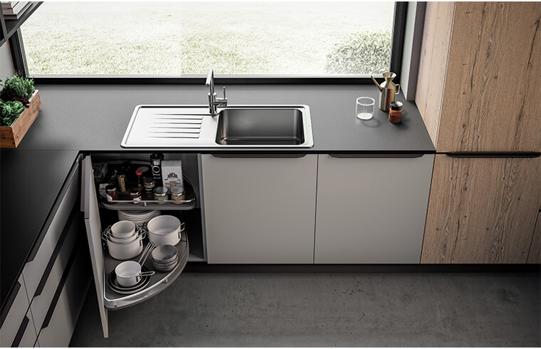 Modern Matt Finish Grey Lacquer mixed Wood Grain Laminate Kitchen 