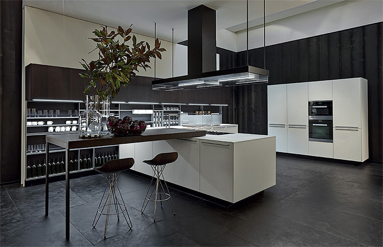 Armários de cozinha modernos personalizados em laca branca