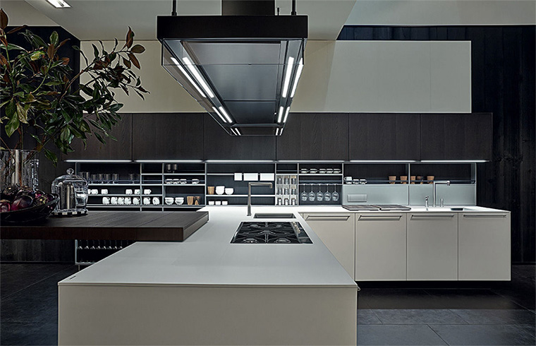 Armários de cozinha modernos personalizados em laca branca