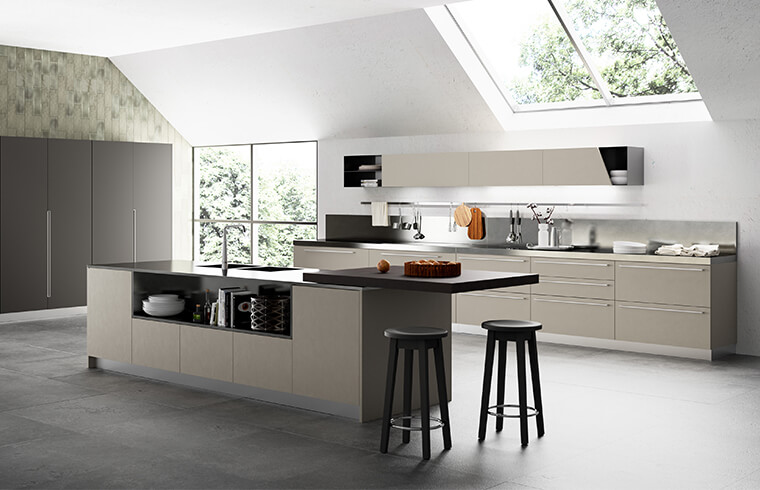 Σχεδιασμός ντουλαπιών κουζίνας με λάκα Kahki Modular Light