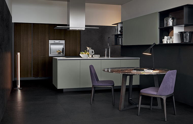 Wood Veneer and Grey Kitchen Two Tone Color Kitchen Design Wood Veneer and Grey Kitchen Two Tone Color Kitchen Design