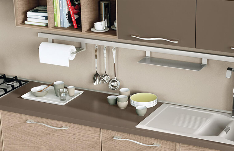 China Horizontal Wood Grain  Melamine Laminated One Wall Compact Kitchen