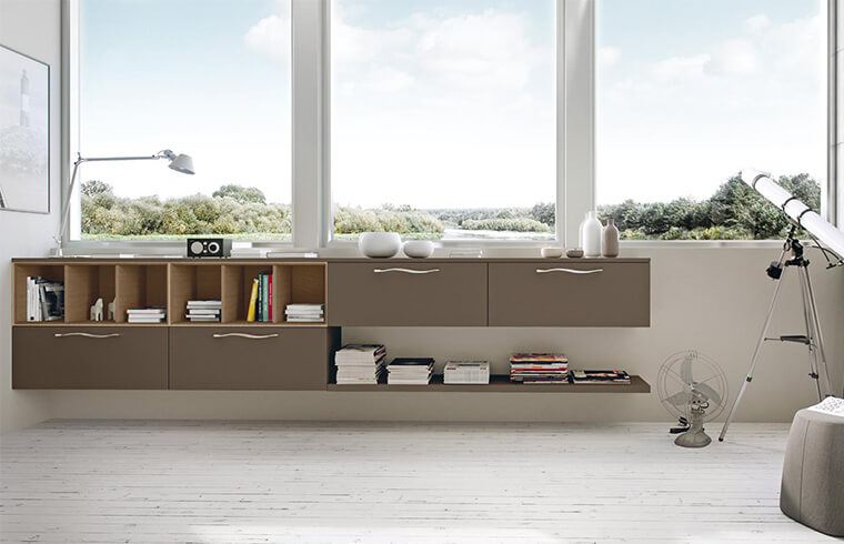 China Horizontal Wood Grain  Melamine Laminated One Wall Compact Kitchen