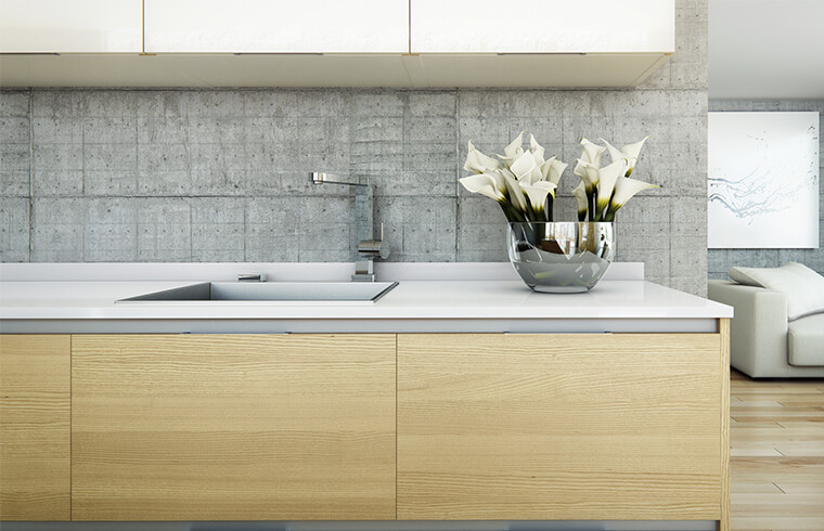 Personalize móveis de cozinha laminados com grãos de madeira