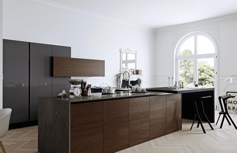 PVC Vinyl Kitchen With Quartz Counter Top