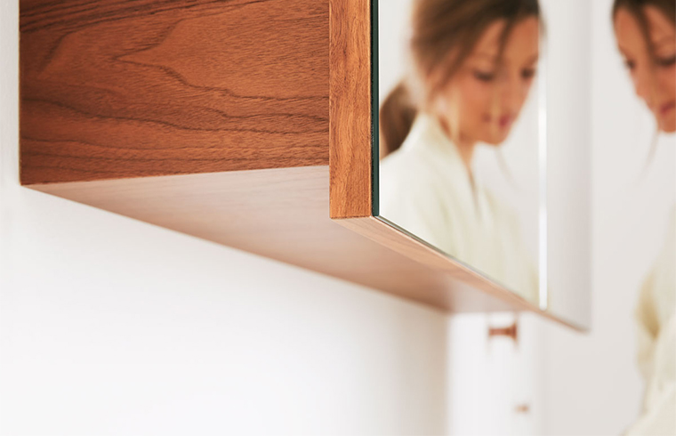 Wood Color Wall Hung Vanity Cabinet 