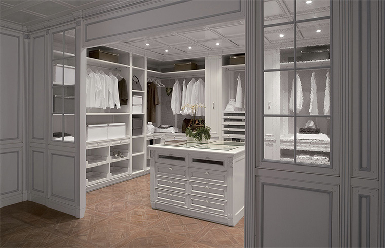 European Style White PVC Walk In Closet