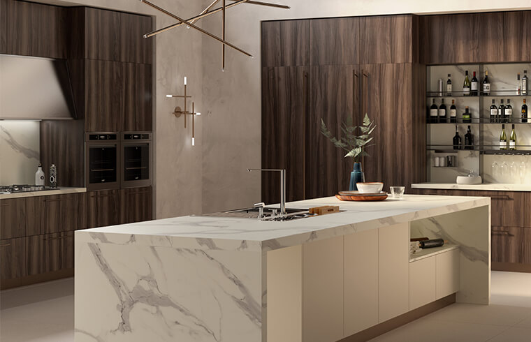 Vertical  Wood Veneer Kitchen Cabinet