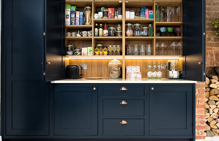 Solid wood Navy Blue Kitchen