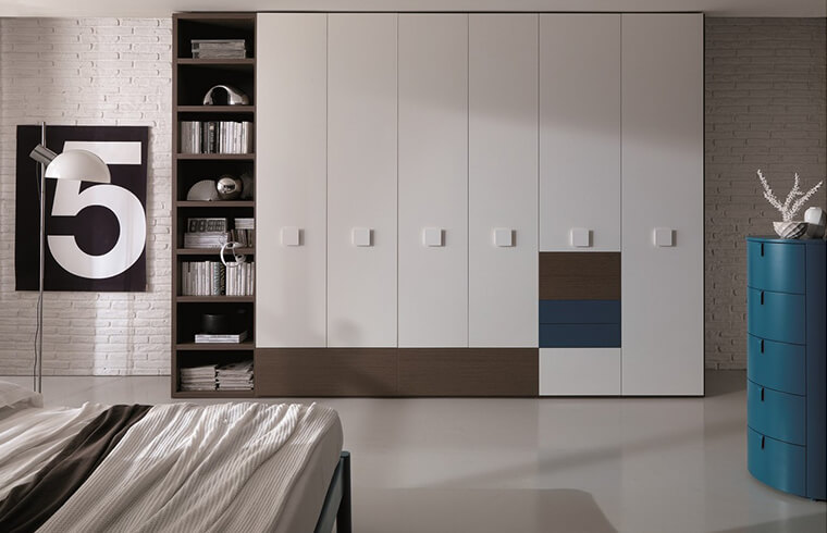 Modern Melamine Door Wardrobe Cabinet With Open Cabinet