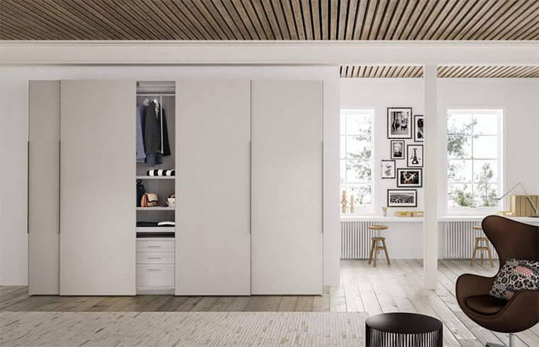 Modern Basit Stil Melamin Sürgülü Kapılı Gardırop