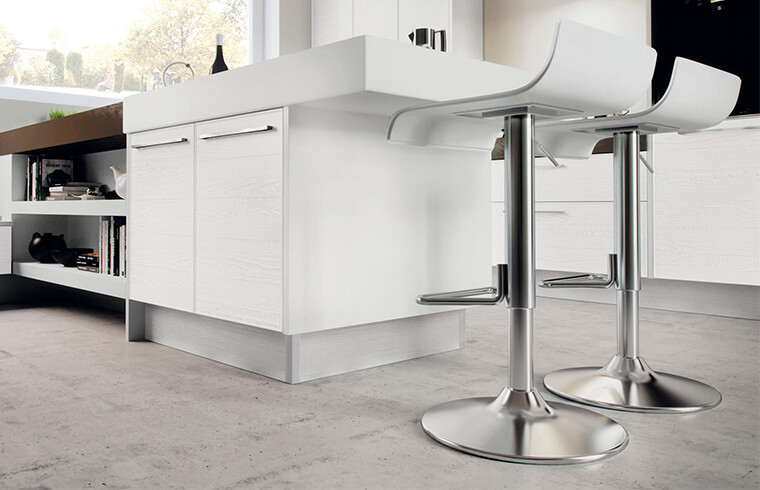 White PVC Kitchen With Granite Countertop