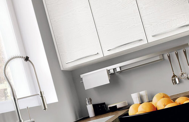 White PVC Kitchen With Granite Countertop