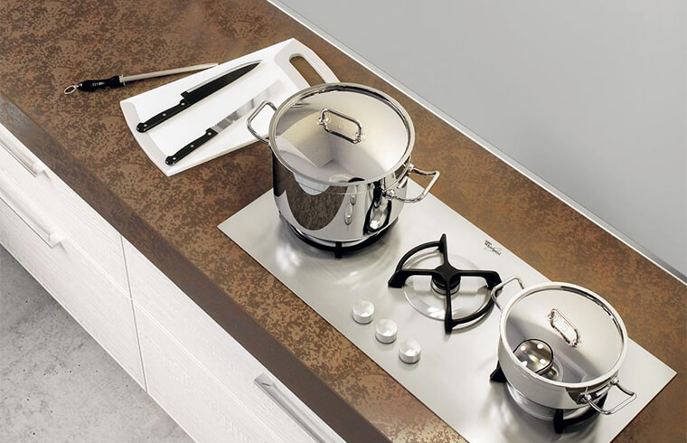 White PVC Kitchen With Granite Countertop