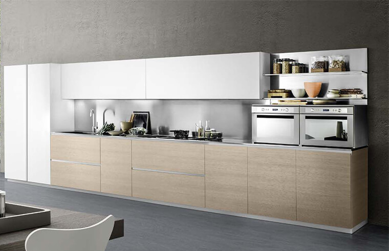 Wood Veneer Grain Custom Kitchen Cabinet