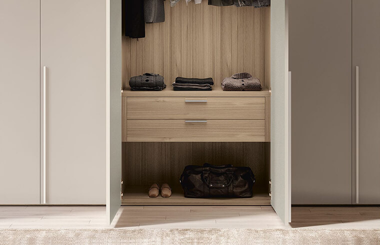 Pure Color With Wood Handle Swing Door Closet Wardrobe