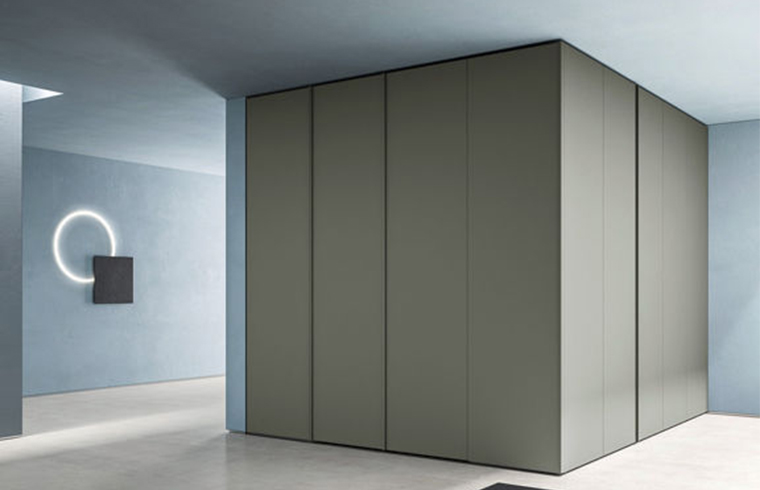 Gray Door Finish Corner Wardrobe