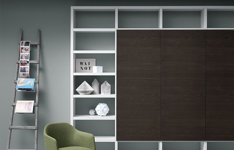 Wood Veneer Finish With White Shelves Bookcase Furniture