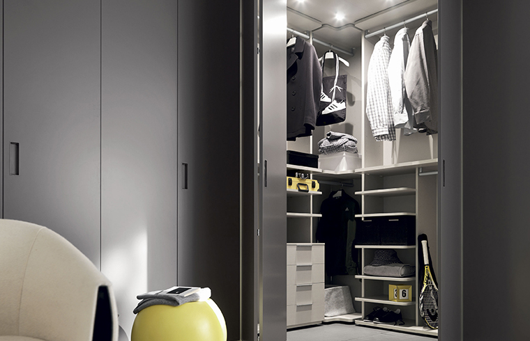 Nútímalegur lúxus hönnunar grár melaminhurðarhengdur fataskápur