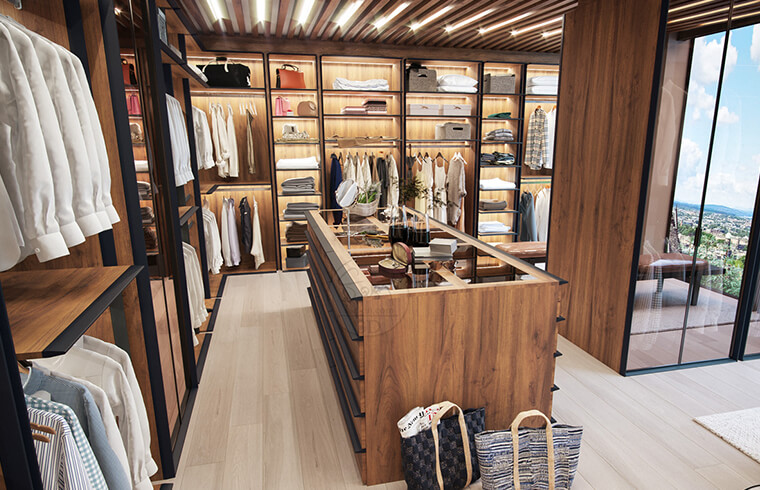 Modernong Luxury Wood Melamine Walk-in Wardrobe