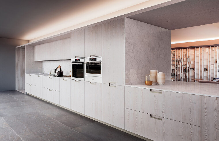 Textured Style Melamine Material Wood Grain Kitchen Cabinets