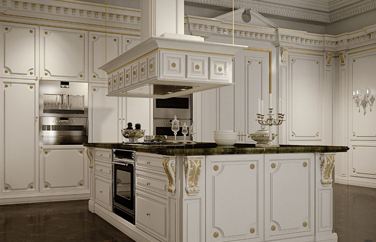 Classical White Solid Wood Kitchen Cabinet