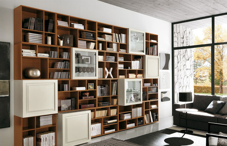 Wood Veneer Finish With White Shelves Bookcase Furniture