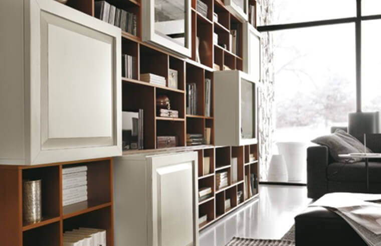 Wood Veneer Finish With White Shelves Bookcase Furniture