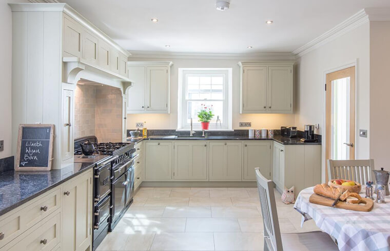 Armário de cozinha com porta agitadora de madeira maciça de bétula branca creme