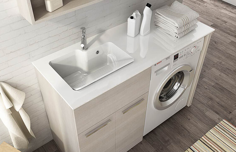 Modern Wood Melamine Finish With Handle Laundry Cabinet