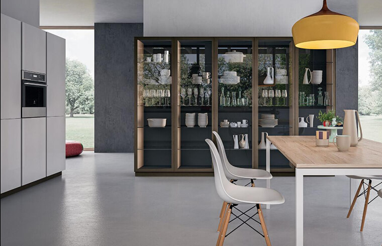 High End Laminate Kitchen mixed White Lacquer Color