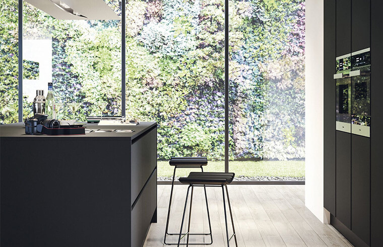 Modern Simple Style Melamine Material Pure Black Kitchen Cabinets