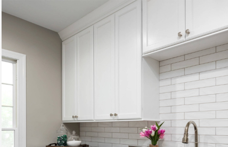 Lacquer Finished Laundry Cabinet with Shaker Door Panel