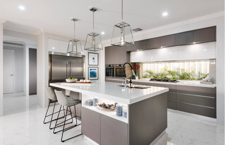 Modern Grey Wood Grain Mixed Charcoal Melamine Kitchen Cabinets